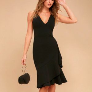 Black Asymmetrical Midi Dress